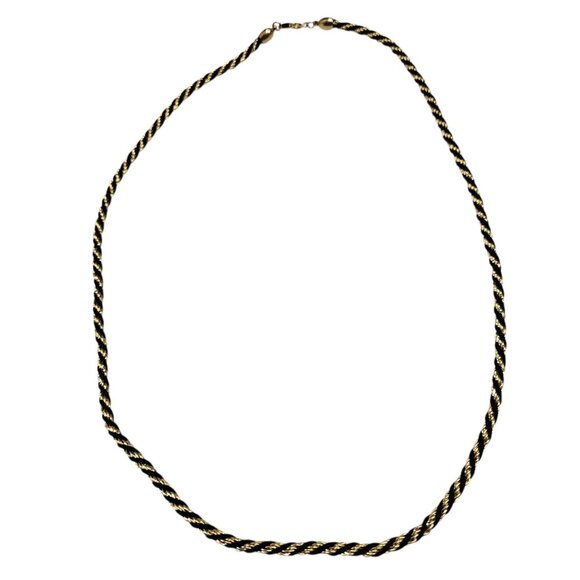 VTG 70s Trifari Twisted Gold Chain Necklace Black Gold 24" Gothic Dark Fairy - Picture 1 of 9